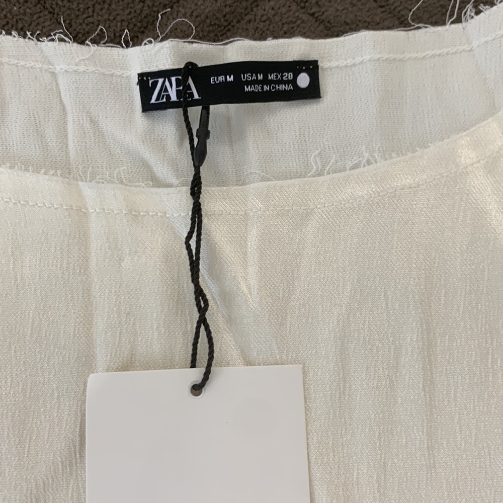 Zara NWT Satin Effect Topstitched Top - Picture 13 of 17